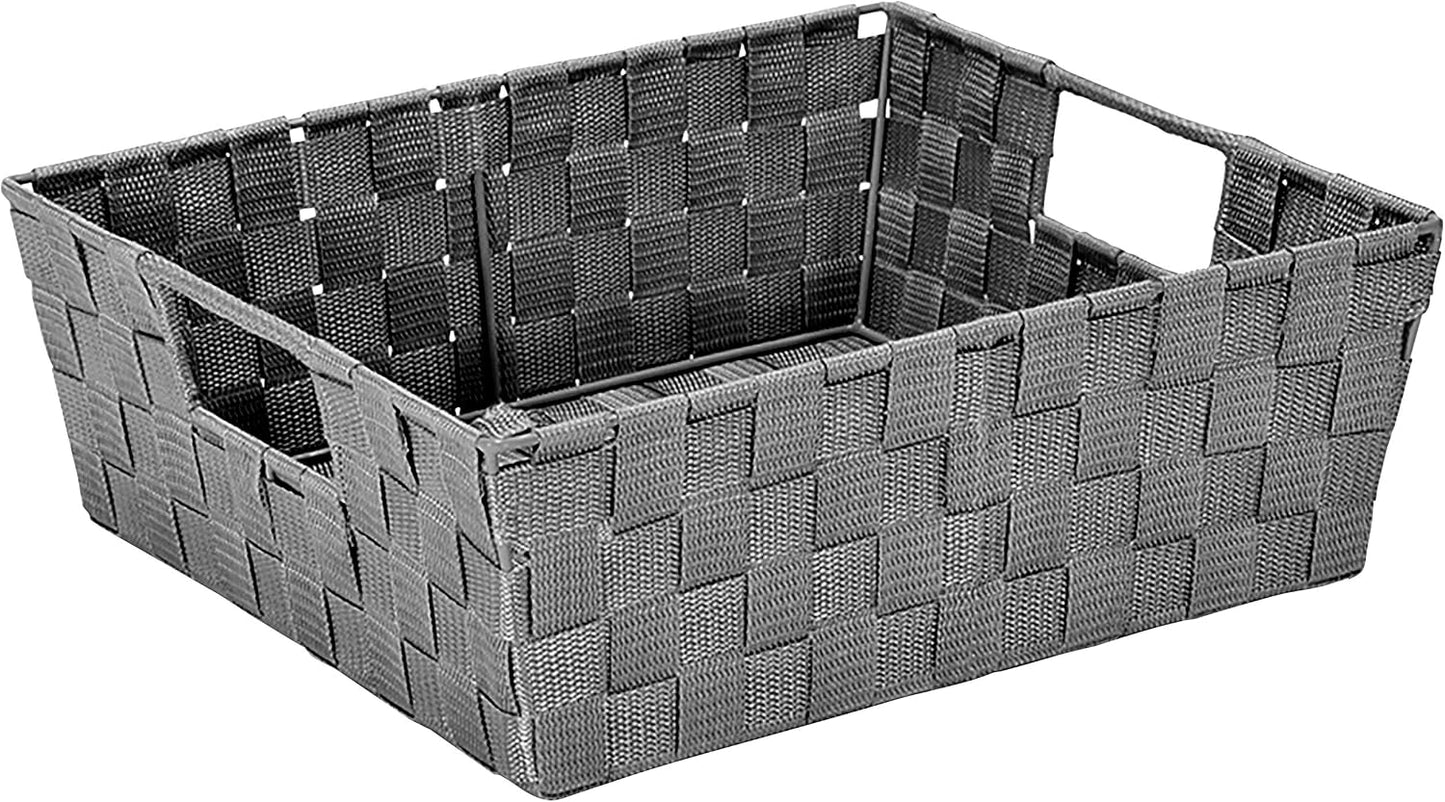 2 Pzas Bolsas Almacenamiento Grande Correa Tejida Gris