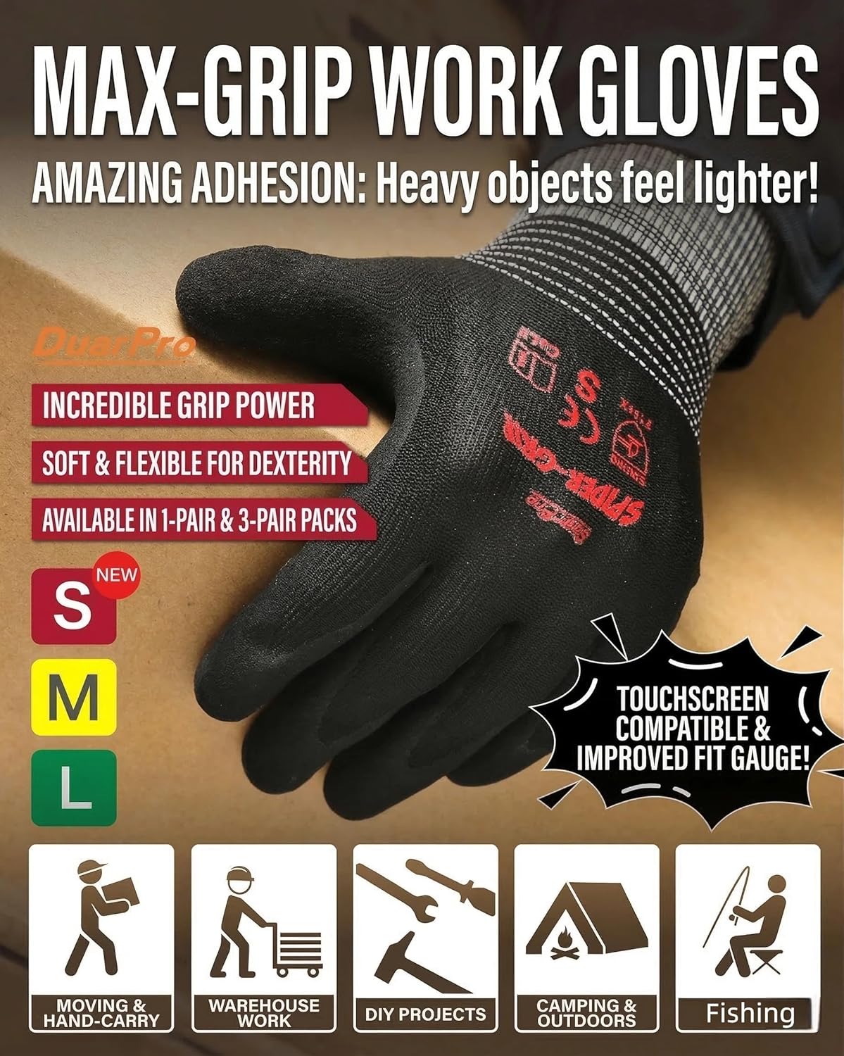 Guantes trabajo recubiertos compatibles smartphone