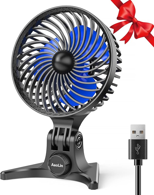 Ventilador USB portátil silencioso con aire frío azul negro