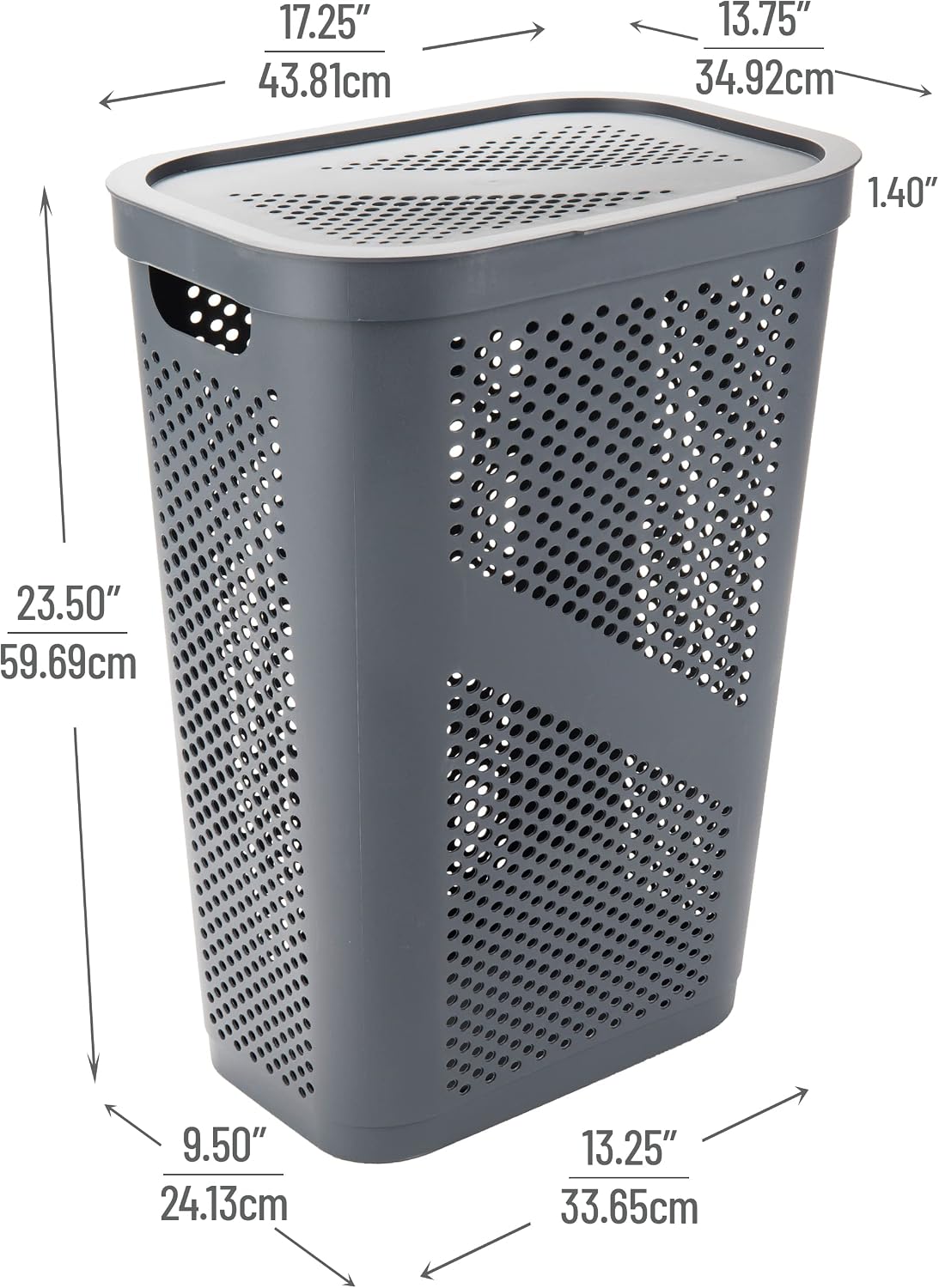 Canasta lavandería plástico ventilado 60L gris