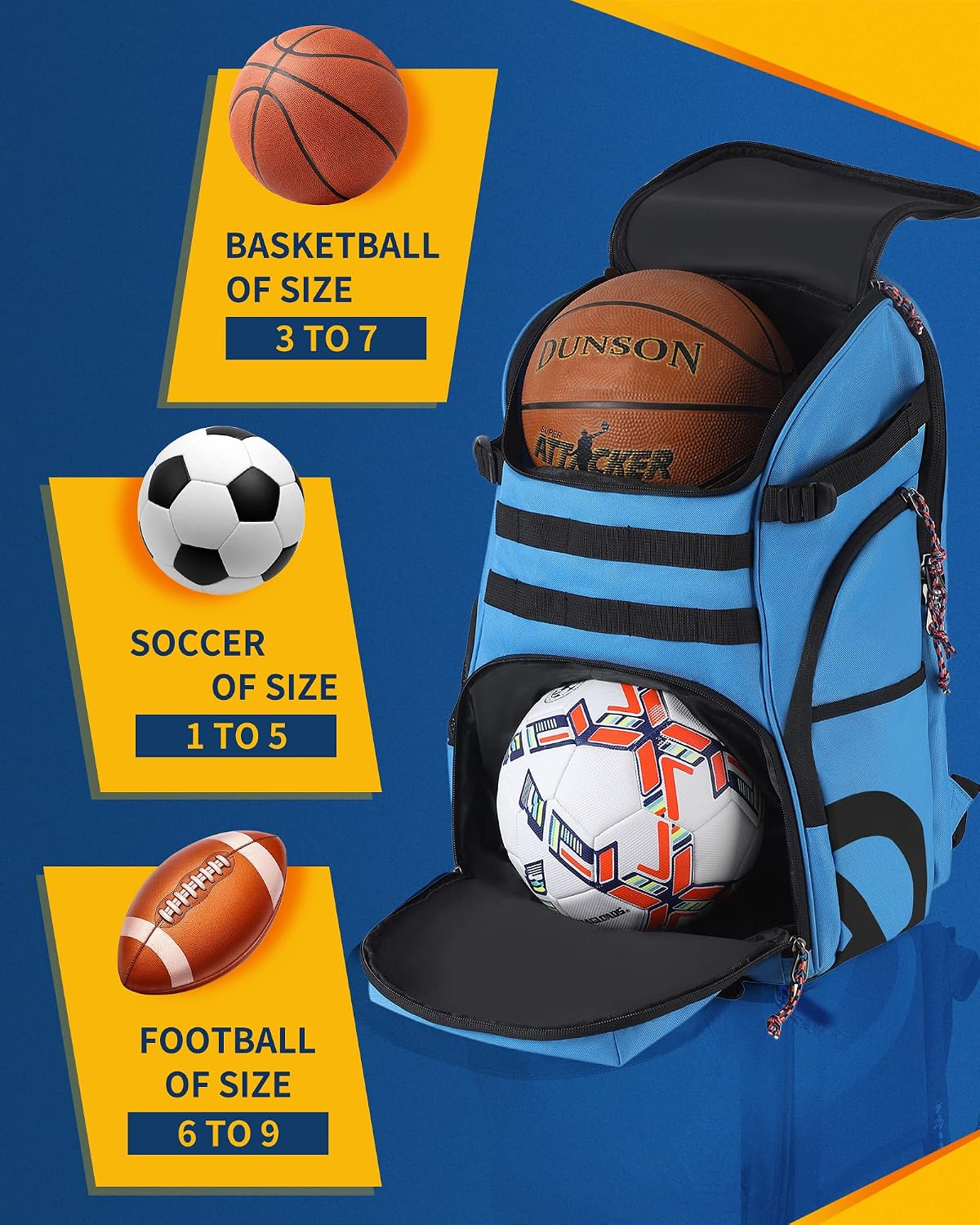 Mochila Deporte con Porta Balón para Fútbol Baloncesto