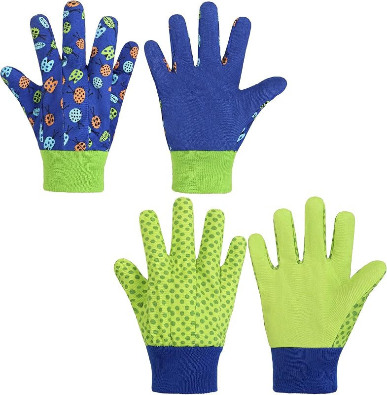 2 Pzas Guantes Jardinería Niños Mariquita Verde Talla M