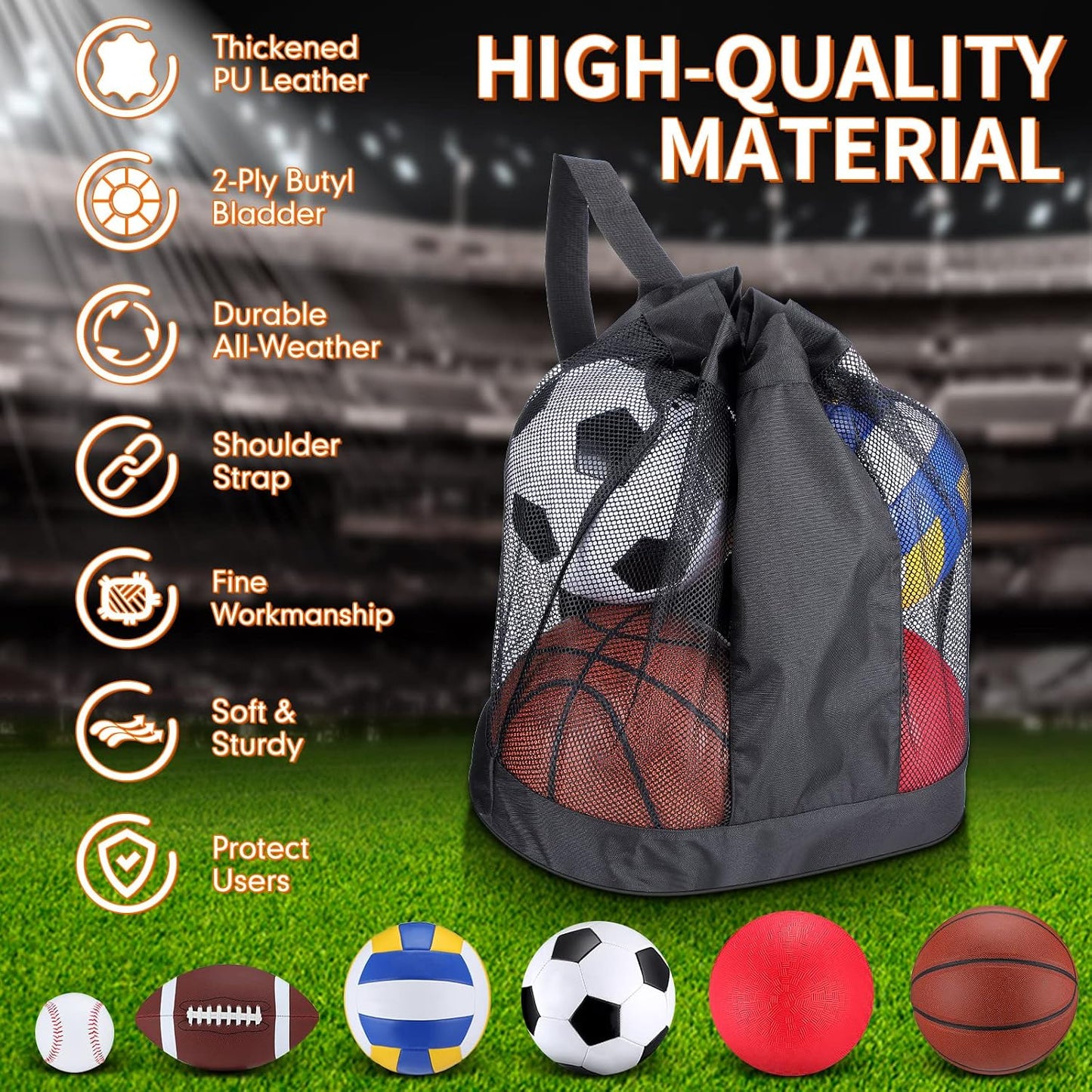 Set 6 pelotas multideporte con bolsa y bomba