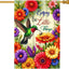 Bandera jardín colibrí garganta rubí 28x40" doble cara