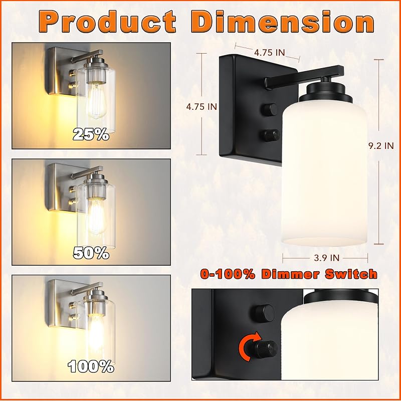 Apliques pared con interruptor 2 luminarias modernas