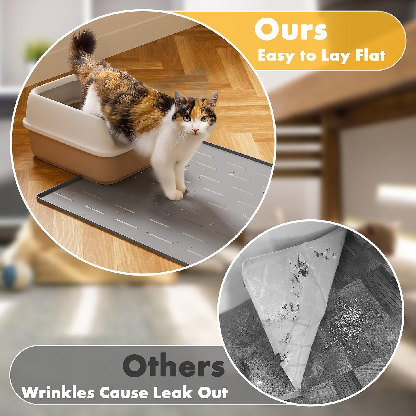 Tapete silicona para arena gatos 34x22pulg suave y fácil de limpiar