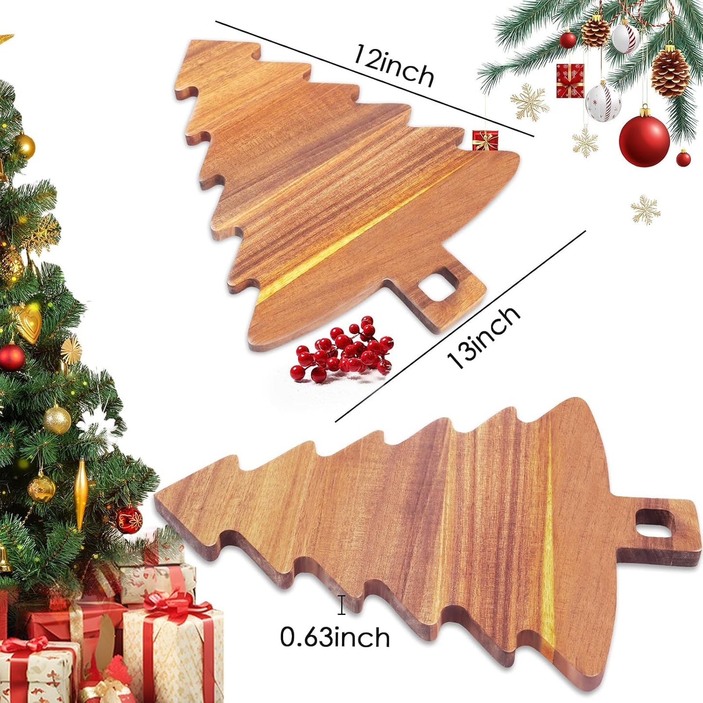 Tabla cortar madera forma árbol Navidad marrón