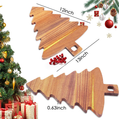 Tabla cortar madera forma árbol Navidad marrón