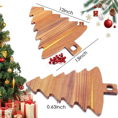 Tabla cortar madera forma árbol Navidad marrón