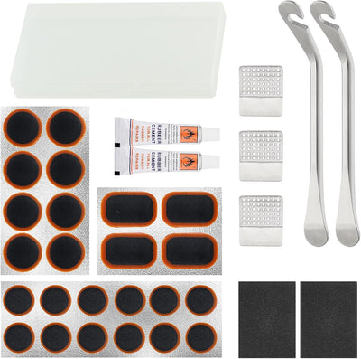 Kit parches neumáticos bicicleta 24 pzas acero inox