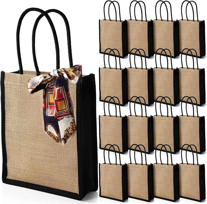 16 Pzas Bolsas Yute con Asas Suaves Multiusos