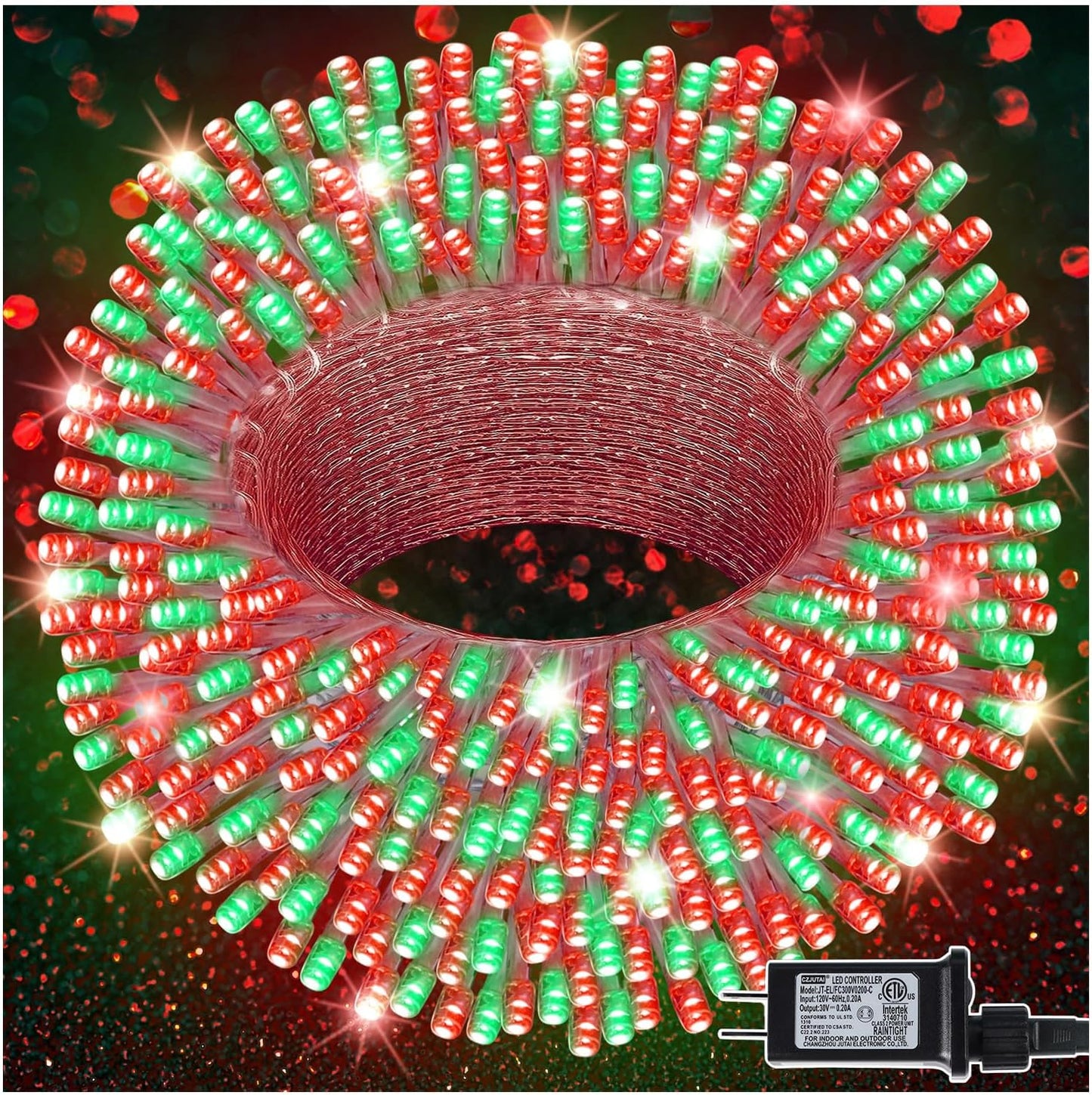 Tira luces LED Navidad 98.5pies 8 modos impermeables