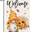 Bandera jardín gnomo otoño 12x18" arce doble cara