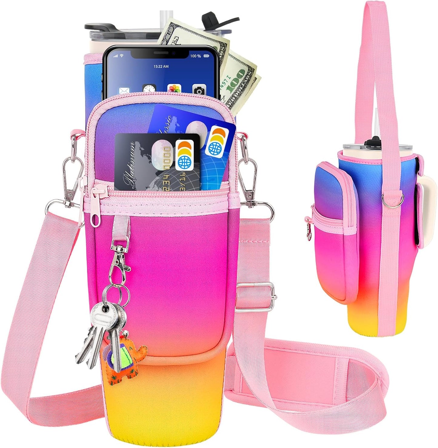 Bolsa transporte botella 40oz con bolsillo teléfono