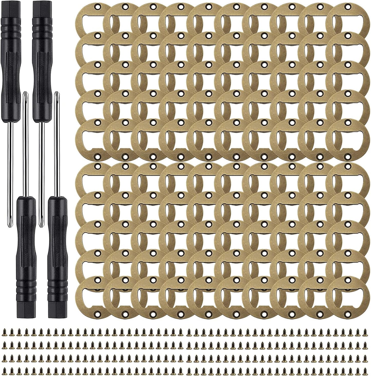 Set 100 kits abridor botellas acero inox bronce