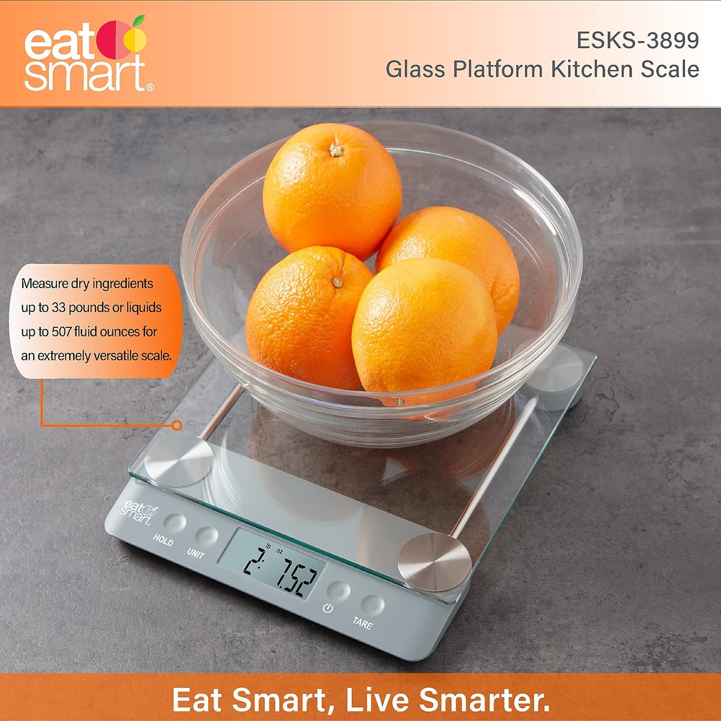 Báscula cocina vidrio 33lb tara color gris