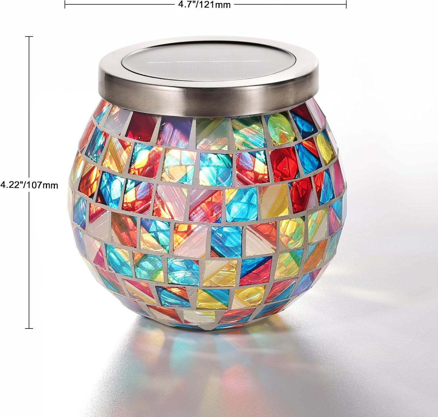 4 Luces Sendero Solar RGB Mosaico Vidrio Ámbar Rojo