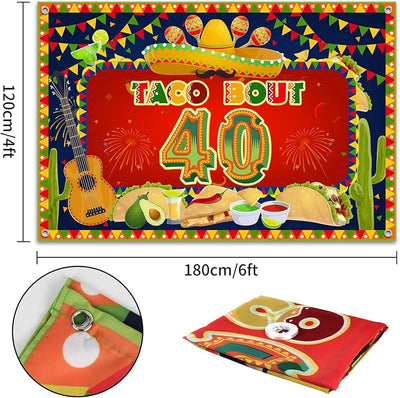 Fondo pancarta feliz cumpleaños 40x40ft decoración cactus mexicano