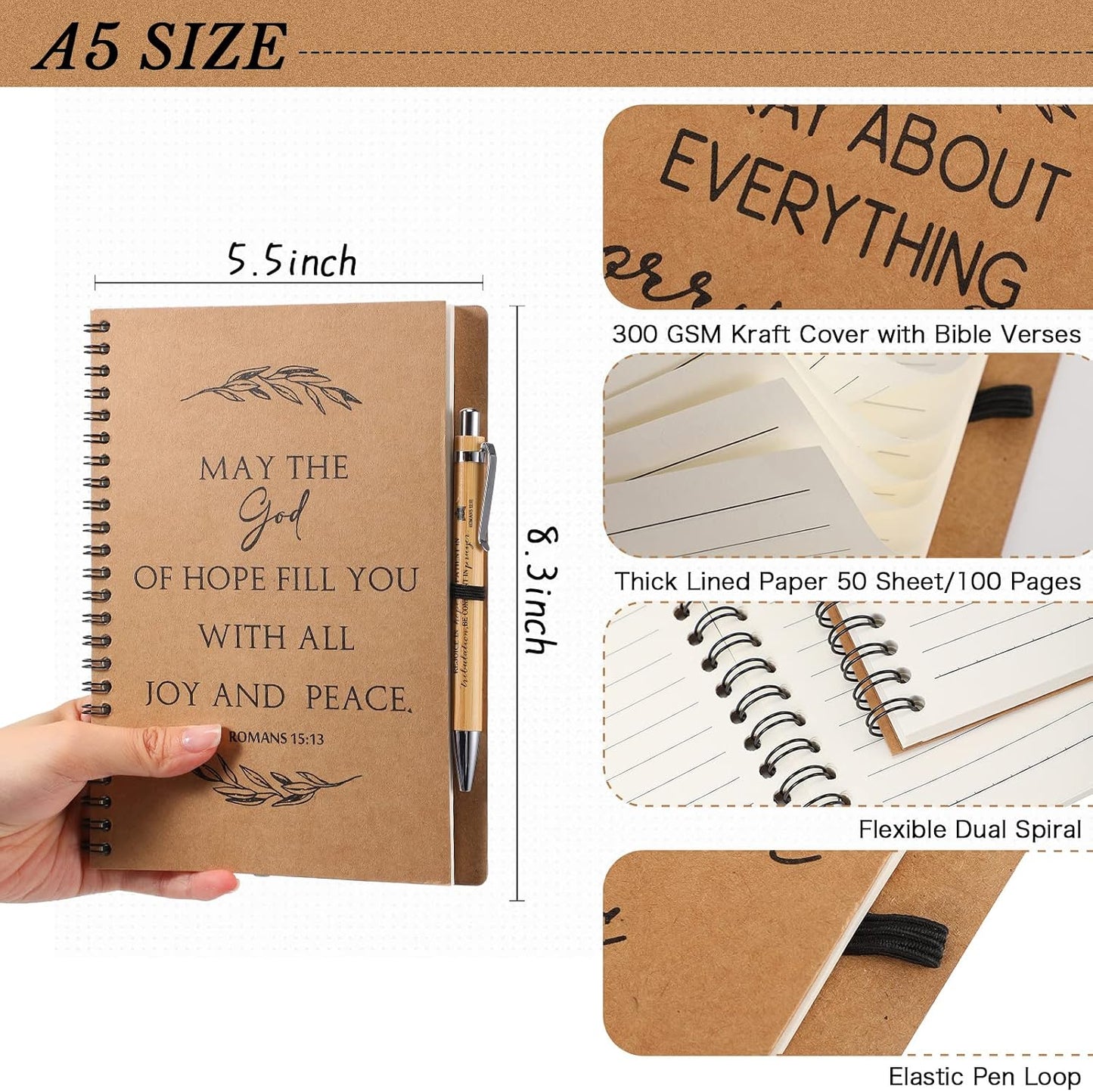 Set 60 cuadernos A5 oración cristiana y bolígrafo bíblico