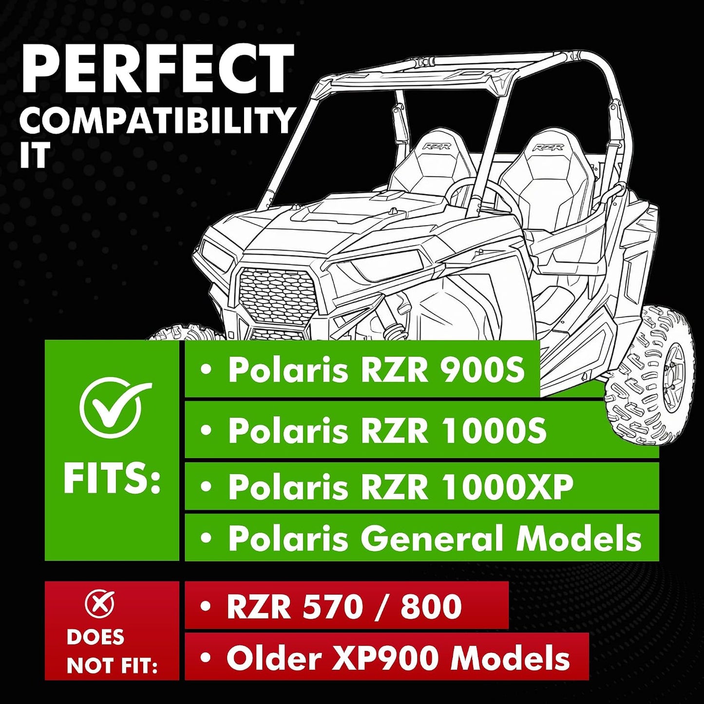 Gancho remolque Polaris RZR 900s 1000s 1000xp acero negro
