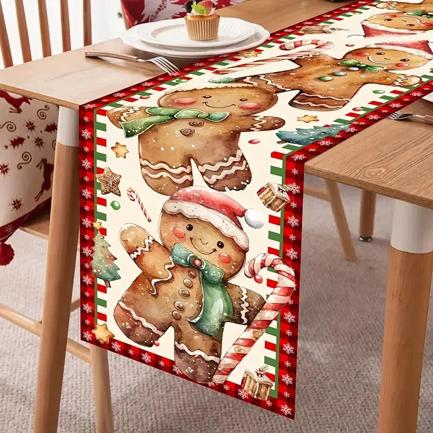 Camino mesa navidad pan jengibre 13x72pulg