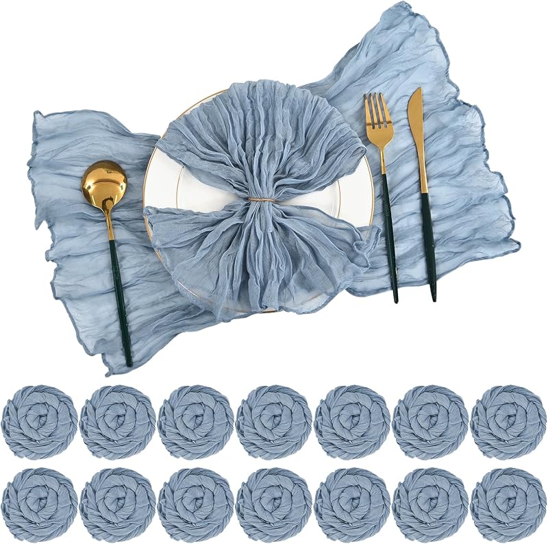 120 Pzas Servilletas Estopilla Azul Rústica 20x20pulg