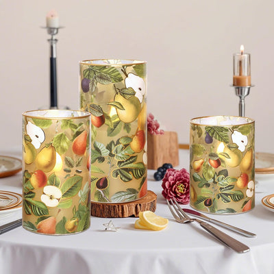 Velas LED otoño cristal manzana pera parpadeante con temporizador