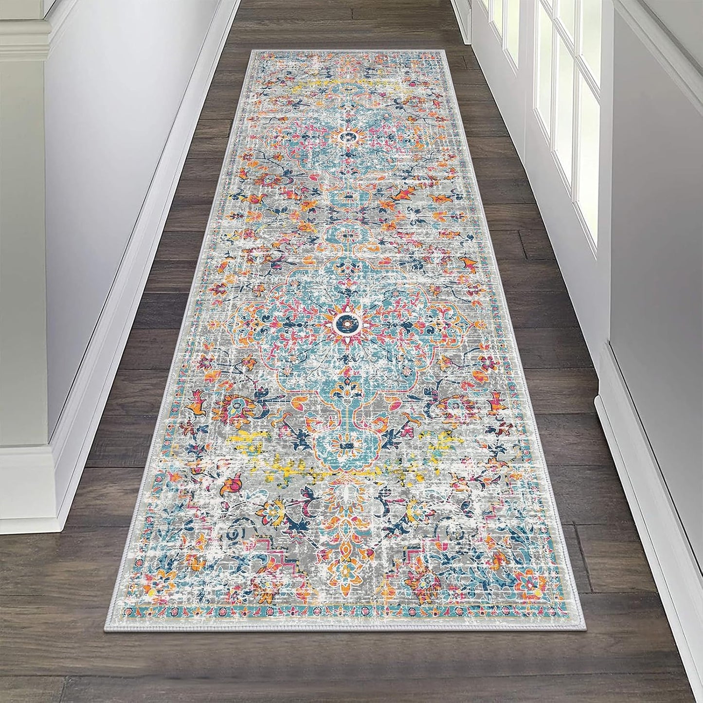 Alfombra pasillo 2x6ft lavable antiderrap goma vintage