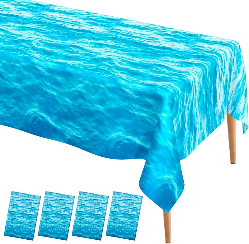 Mantel mar azul plástico 4 pzas 54x108pulg para playa piscina