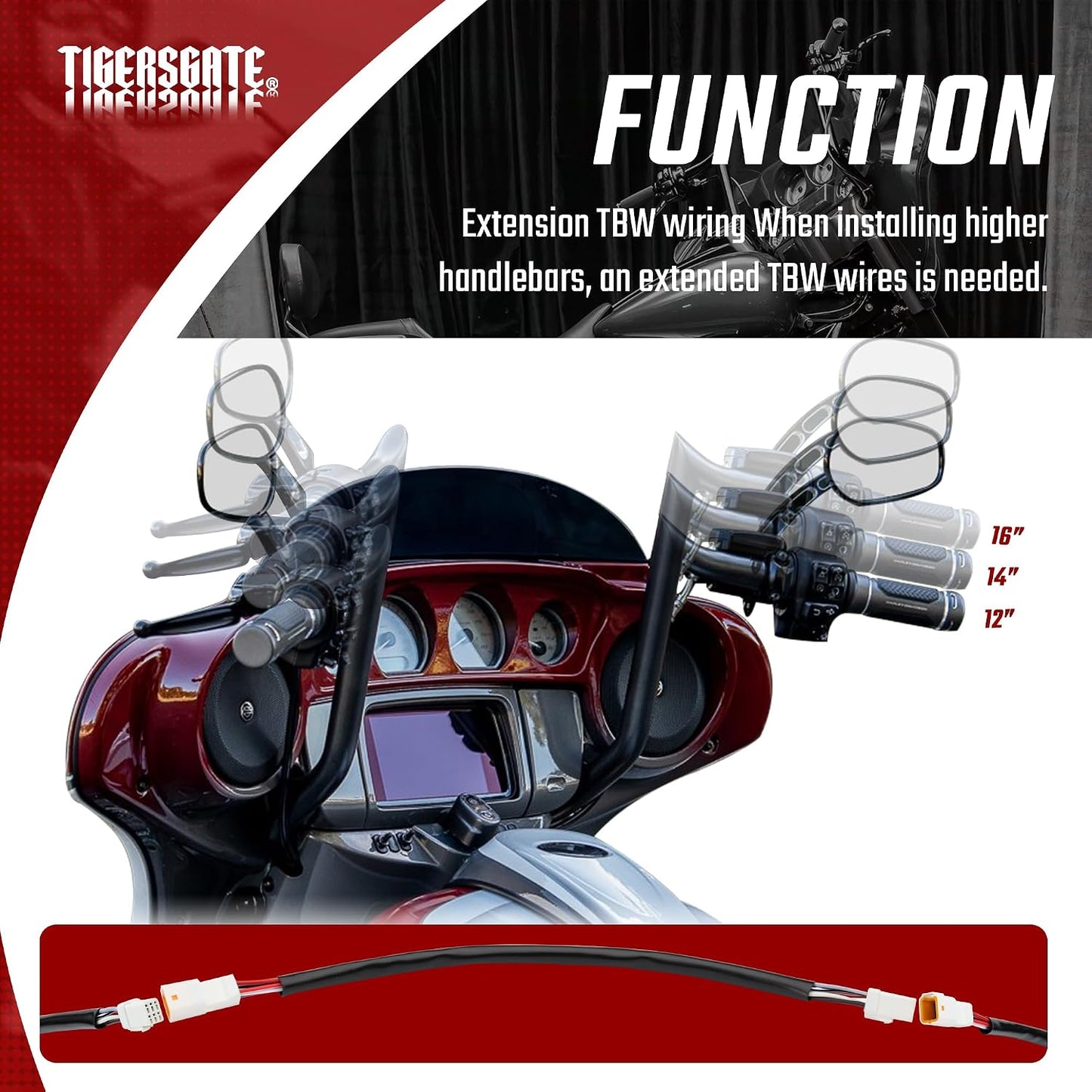 Arnés extensión cable Throttle-by-Wire 14" Harley 16-23