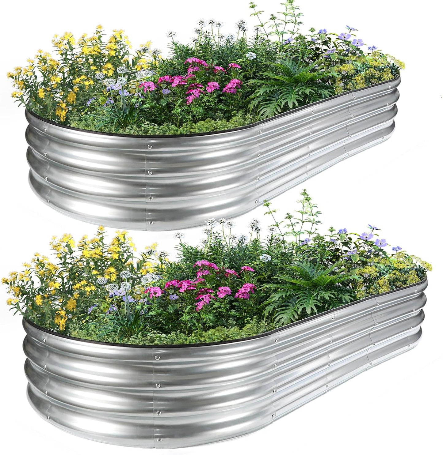 2 Pzas Cama Jardín Elevada 6x3pulg Galvanizada para Plantación