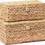 2 Pzas Caja Ratán Rectangular con Tapa Multiusos