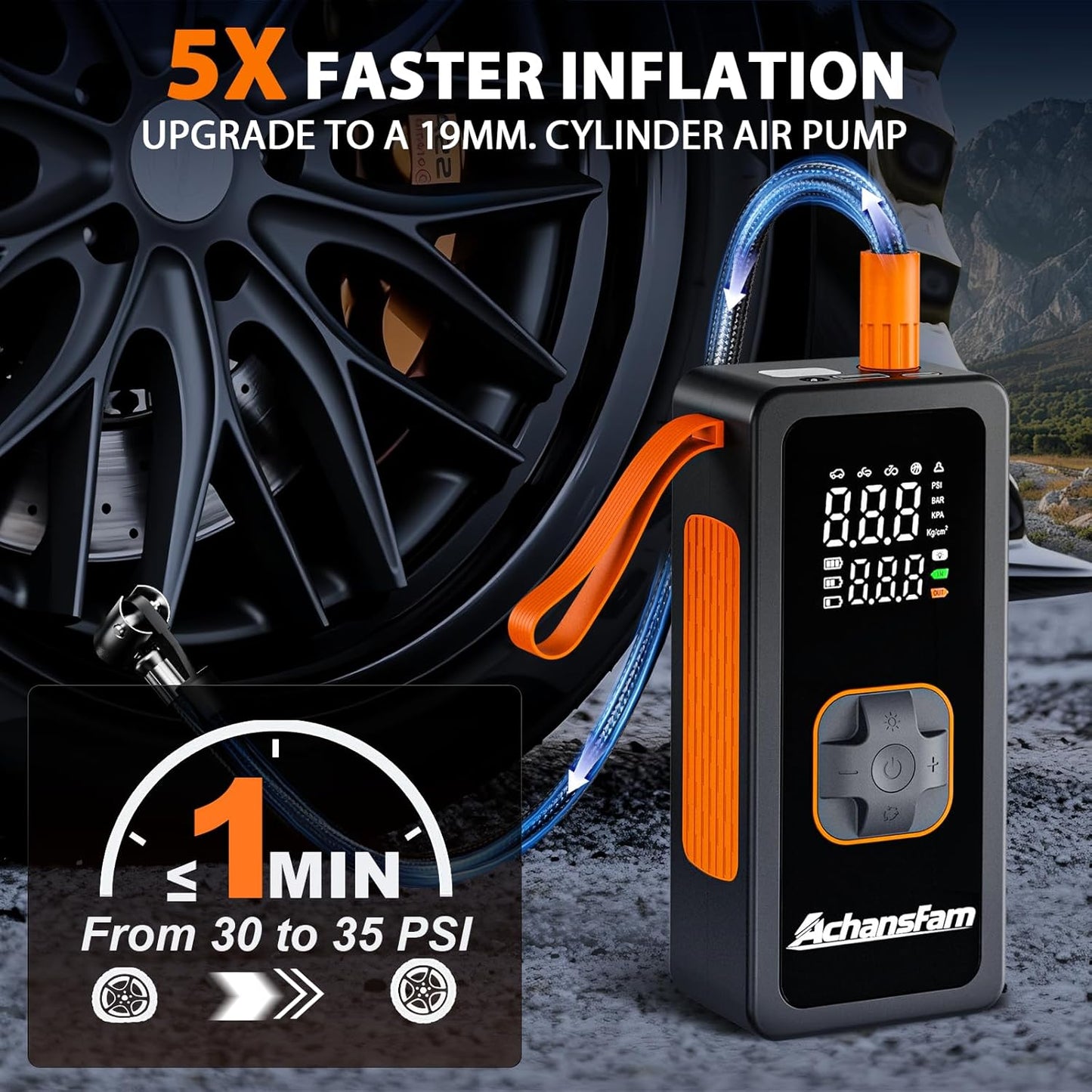Compresor aire inalámbrico 150 PSI doble batería medidor