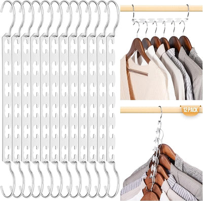 Pack 12 perchas mágicas acero inox ahorran espacio
