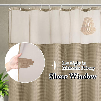 Cortina ducha tejido gofre ventana malla 72x72pulg beige