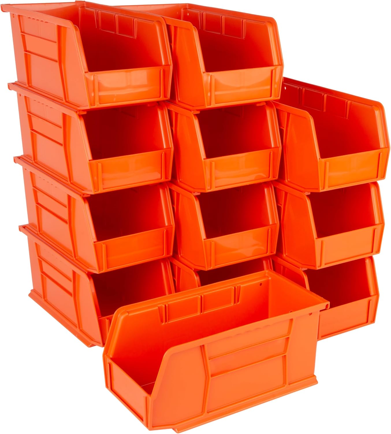 Contenedores plástico apilables 11x5.5x5" color naranja
