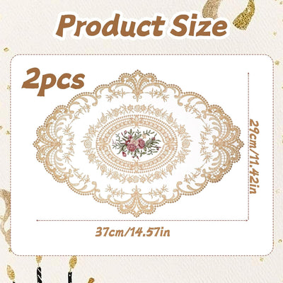 2 Manteles Encaje Retro Beige para Mesa Hogar Boda