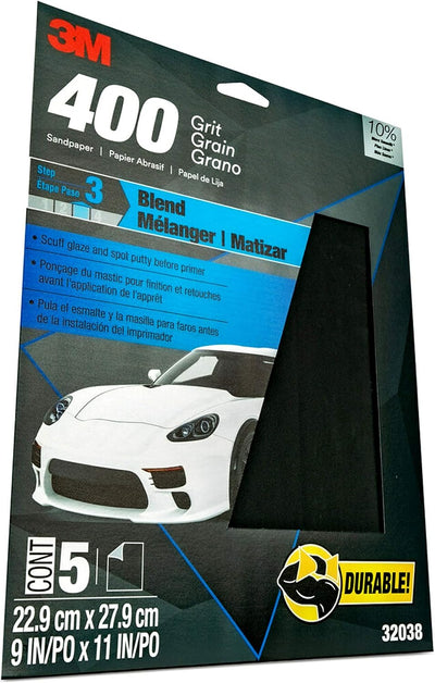 Papel lija 32038 grano 400 9x11pulg 5hojas