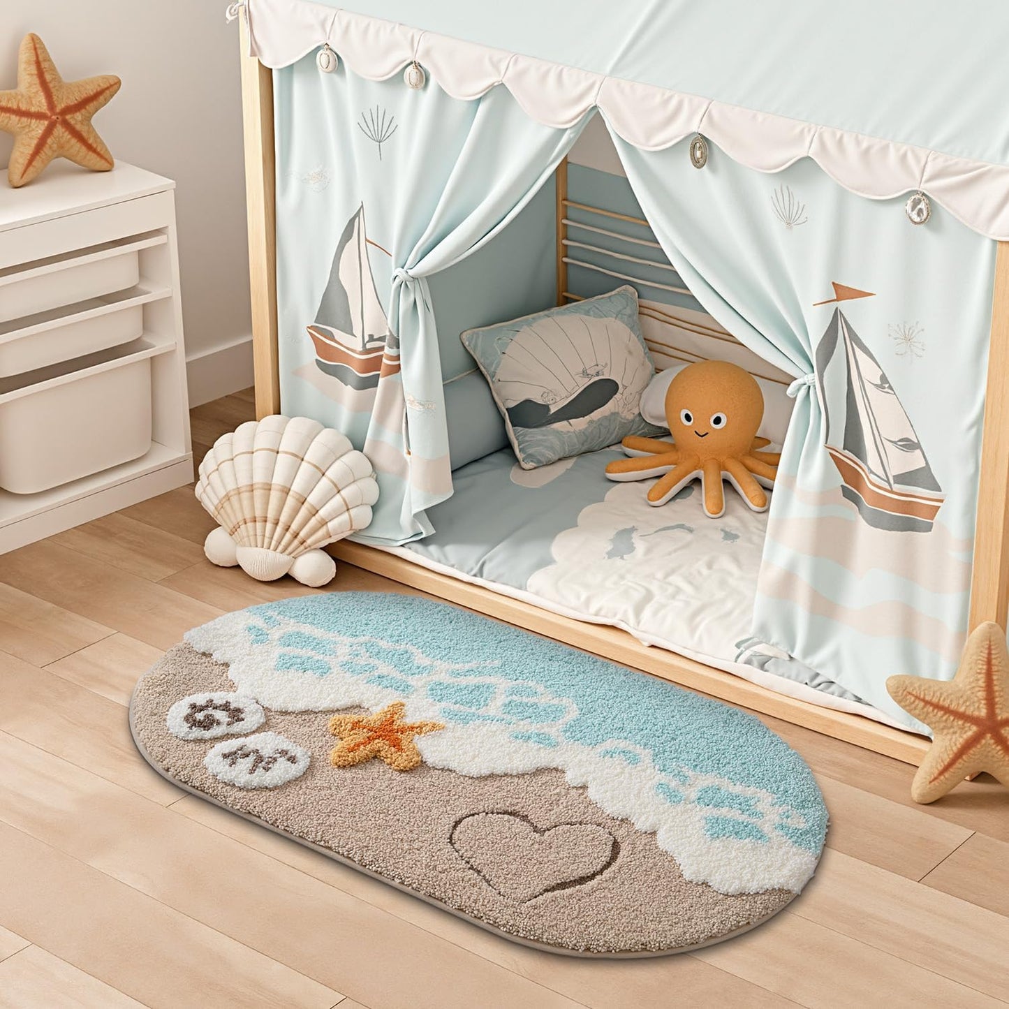 Alfombra baño antiderrap tema mar estrella de mar