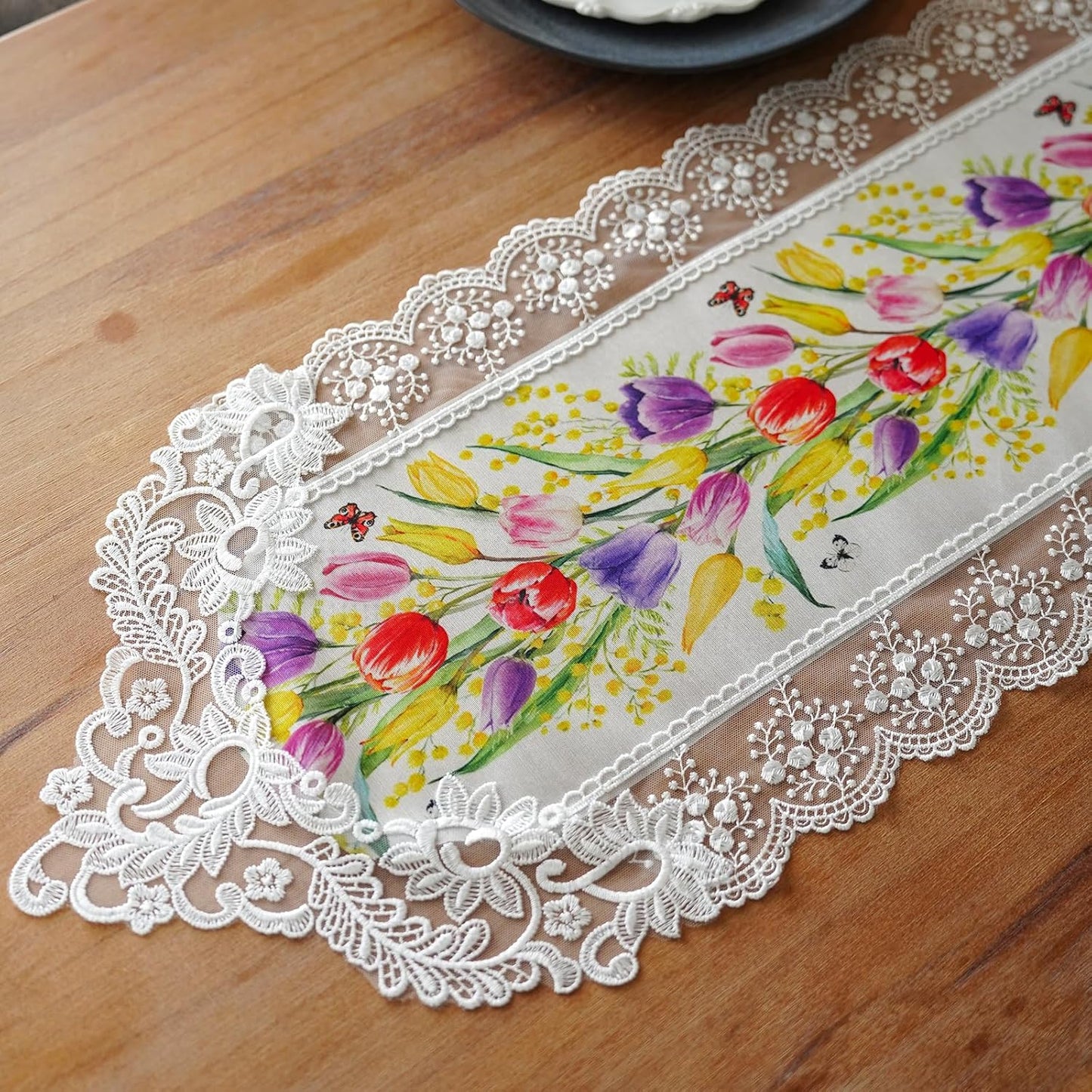 Caminos mesa tulipanes 12x36pulg vintage Shabby Chic