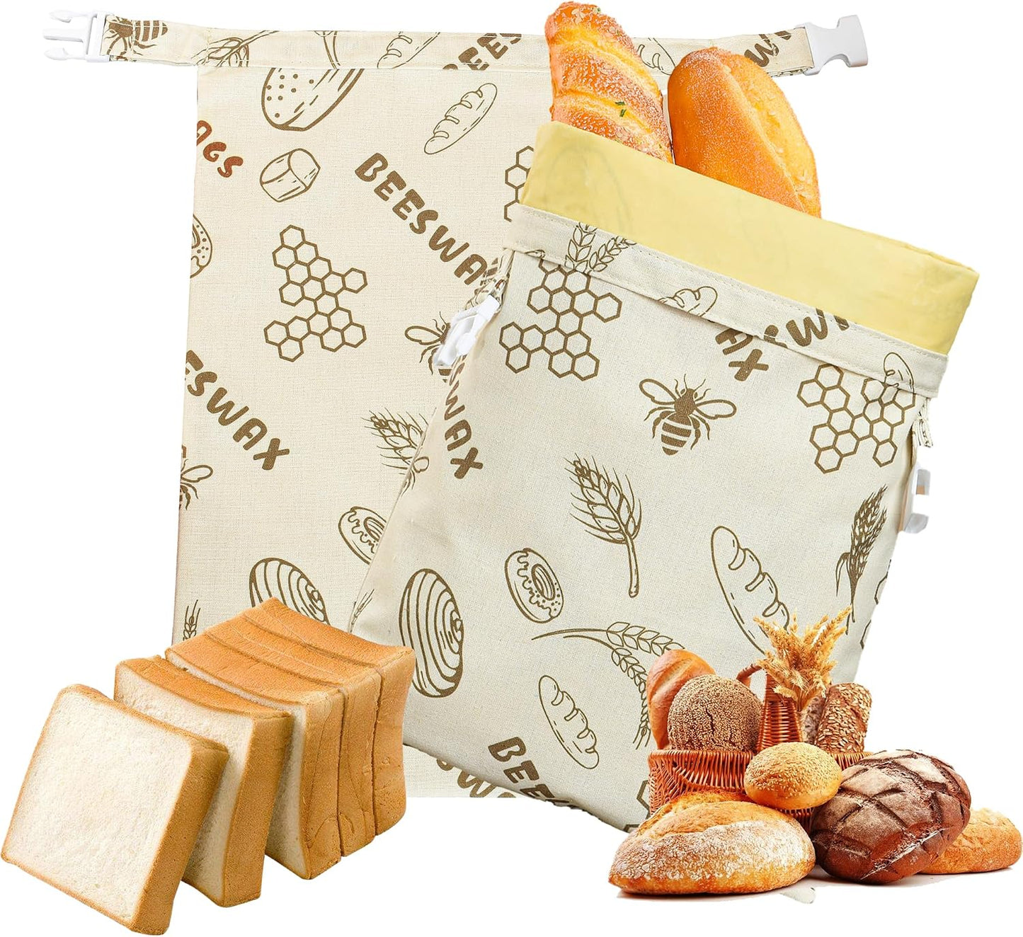 Bolsa pan masa madre reutiliz. 12x17pulg lino algodón 2uds