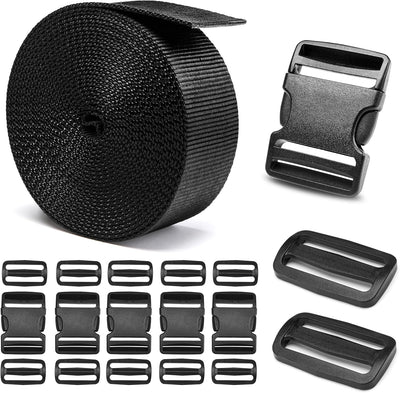 Set 6 hebillas plástico 2pulg cincha nailon 12 clips tri-glide