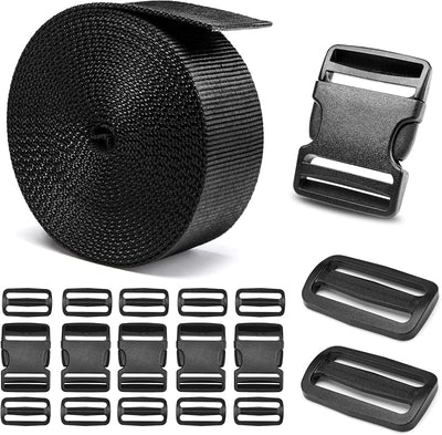 Set 6 hebillas plástico 2pulg cincha nailon 12 clips tri-glide