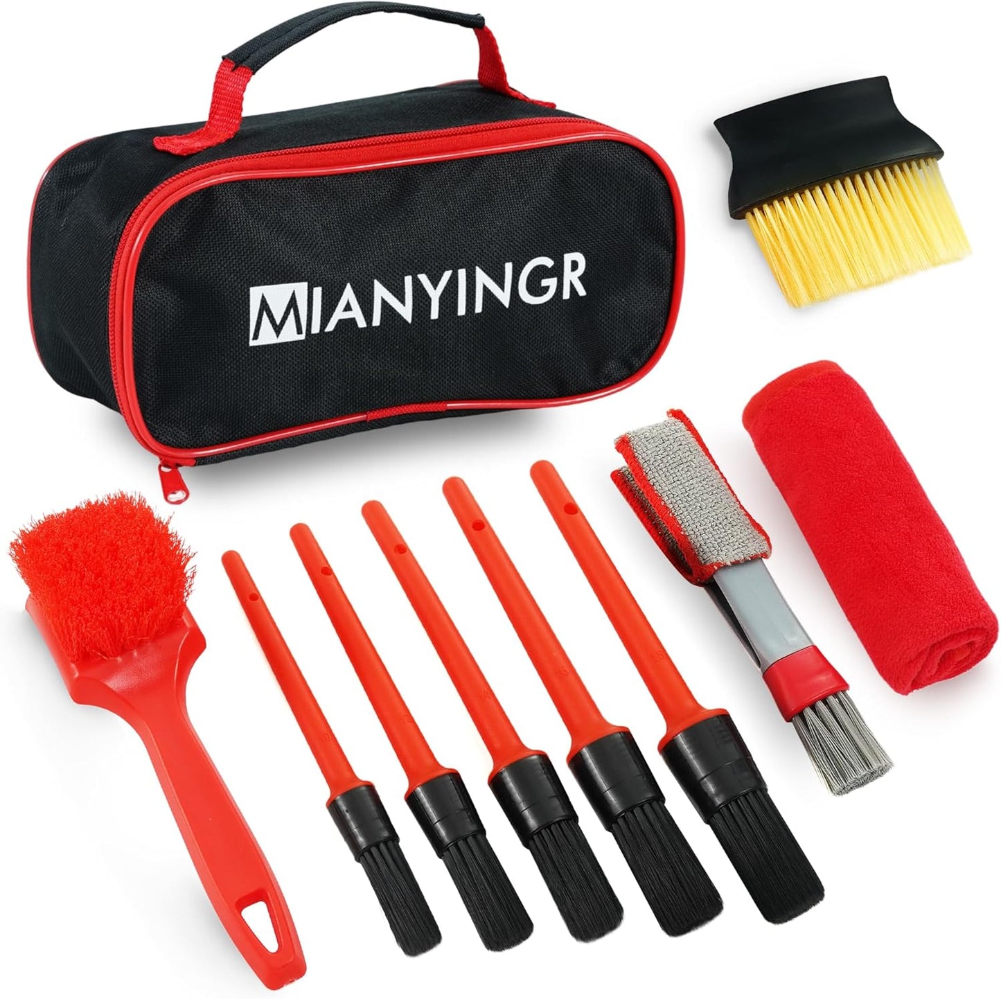 Set 10 Cepillos Limpieza Interior Coche Microfibra con Bolsa