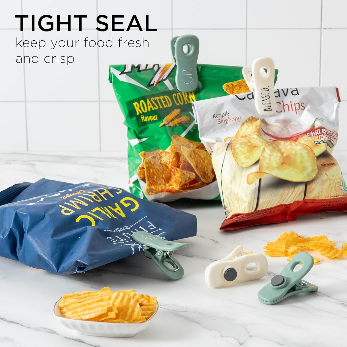 Clips para bolsas con imán sellado hermético