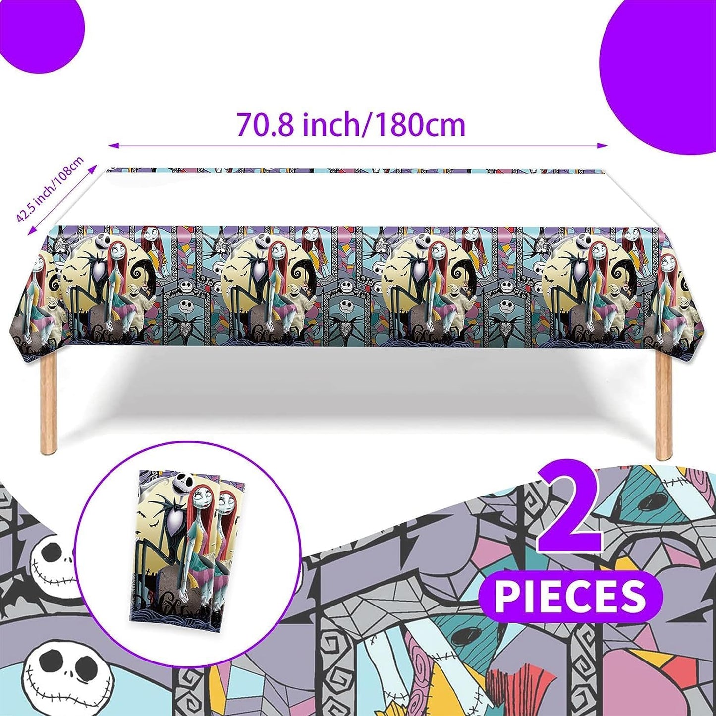 Mantel Halloween 43x79pulg para fiesta de antes de navidad