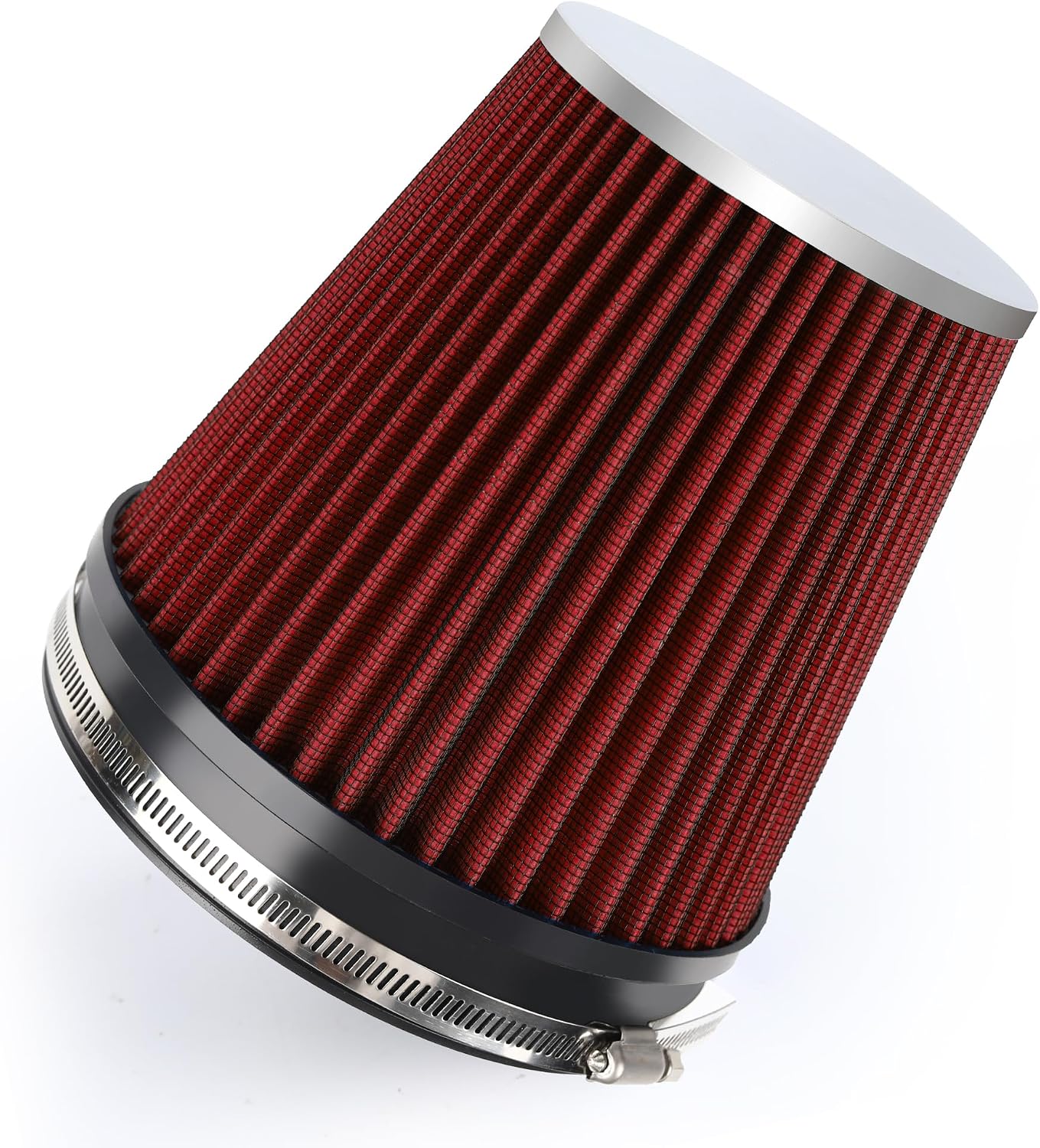 Filtro aire entrada frío 6pulg con abrazadera cono lavable rojo