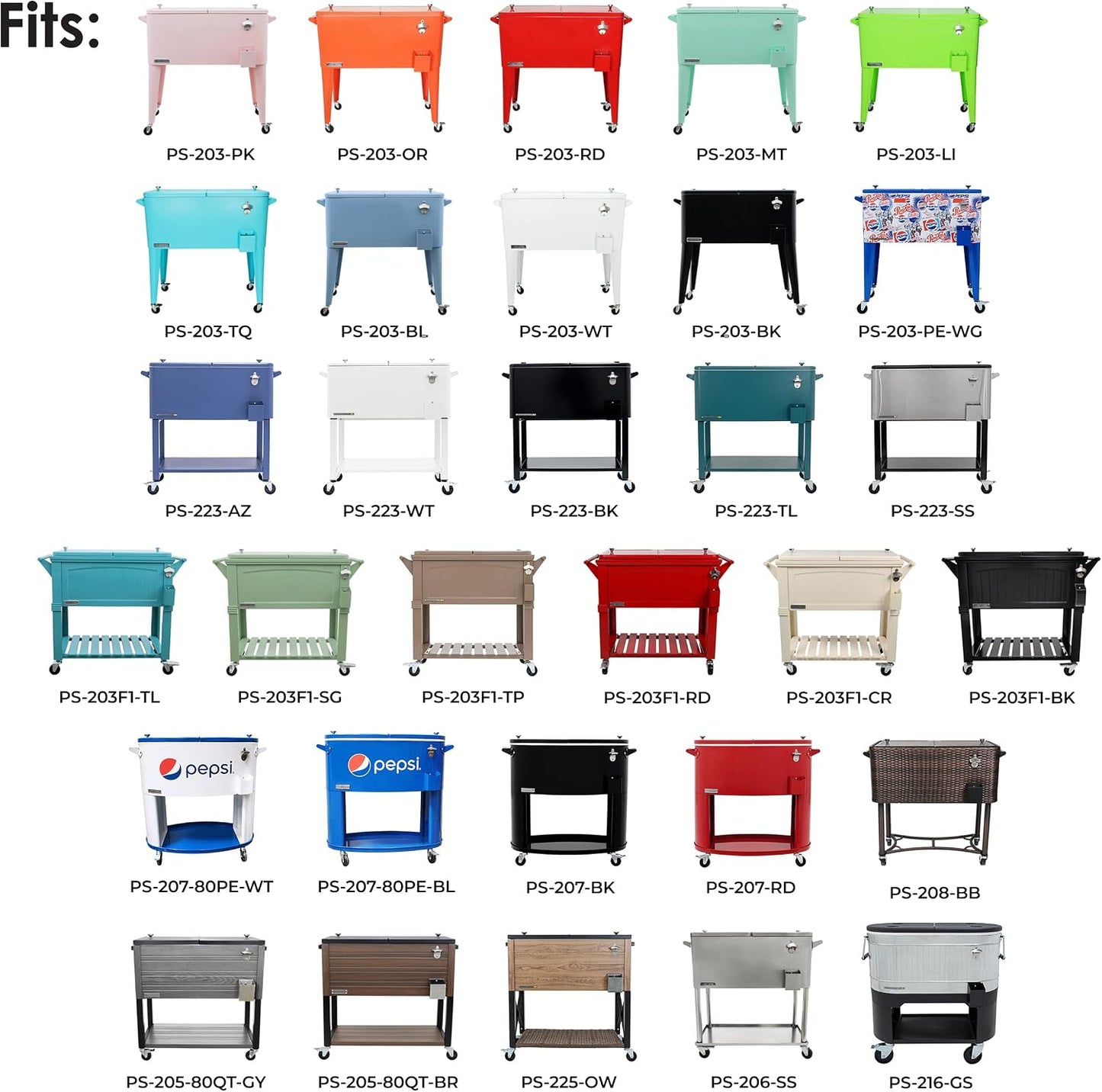 Cubierta enfriador 80qt para carrito patio UV resistente