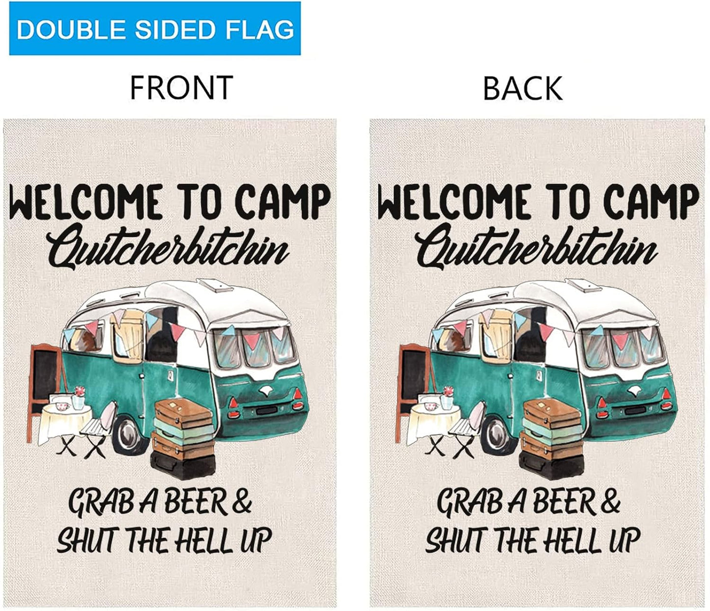 Bandera de camping Shut the Hell Up para remolque
