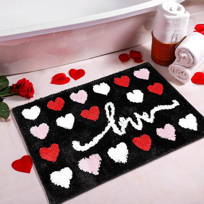 Alfombra baño San Valentín rojo rosa blanco antideslizante